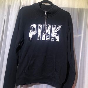 Black PINK logo quarter zip sweatshirt